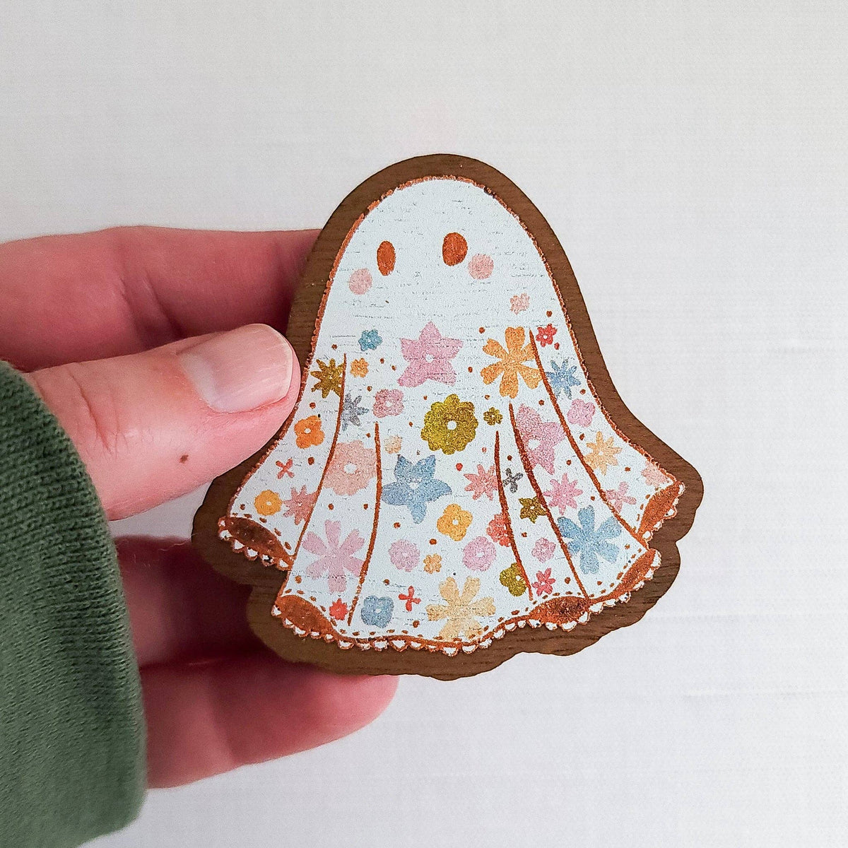 Floral ghost refrigerator magnet